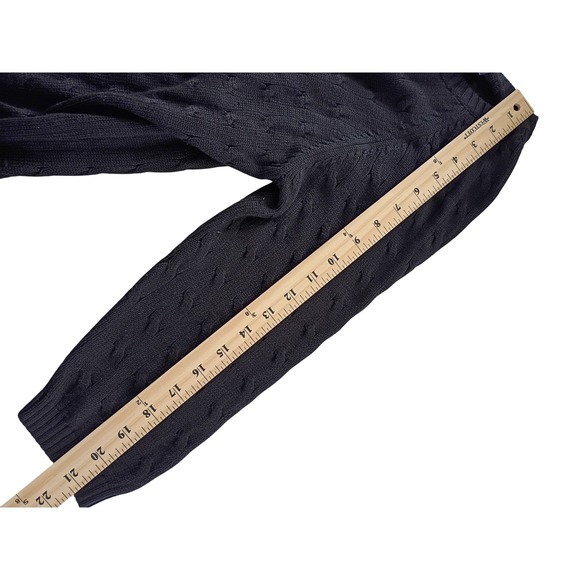 Ann Taylor Black Cable Knit Silk Cotton Sweater Top Size L - Picture 8 of 8